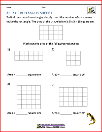 Area of Rectangle Worksheets