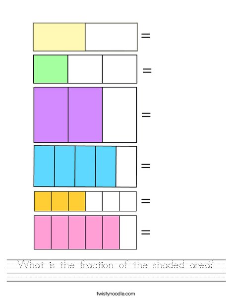 area worksheet with fractions