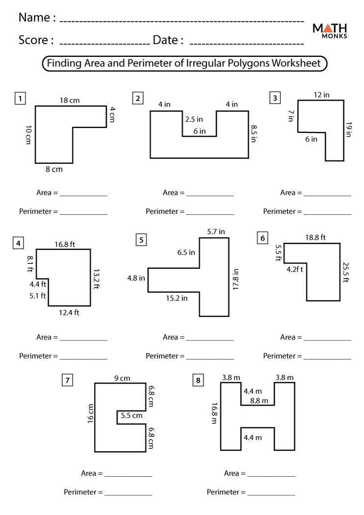 areas of polygons worksheet