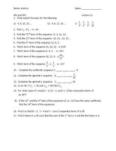 Arithmetic and Geometric Sequences Worksheet for 11th Grade ...
