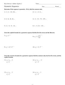 Geometric Sequences Lesson Plans &  Worksheets Reviewed by Teachers