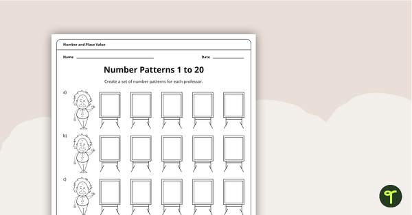 Number Pattern Worksheets - 1 to 20 | Teach Starter