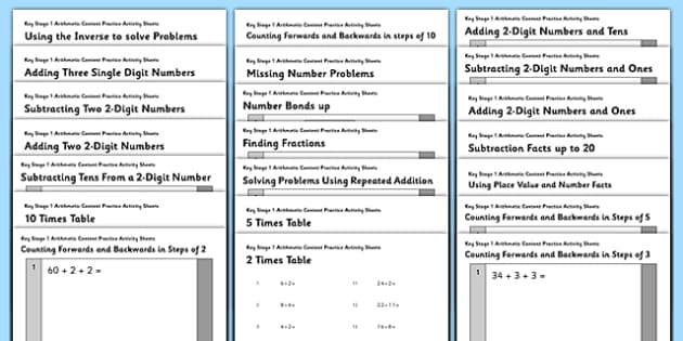 Arithmetic Content Practice Worksheets Bumper Pack - Year 2