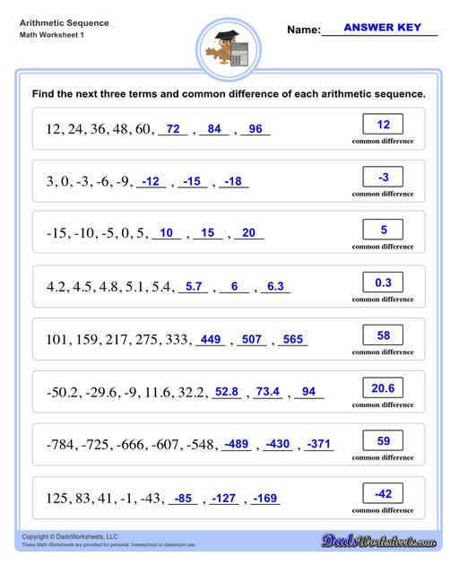 Arithmetic Sequences - Worksheets Library