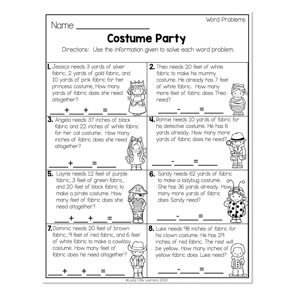 2nd Grade Math Worksheets - Word Problems - Word Problems ...
