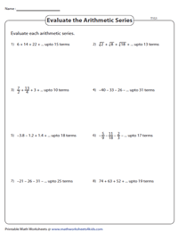 Arithmetic Series Worksheets