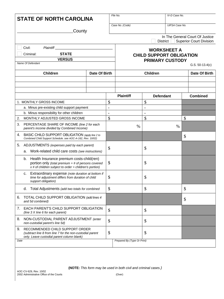 Worksheet b child support nc: Fill out &  sign online | DocHub