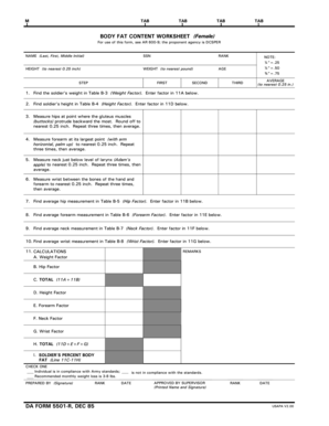 army body fat worksheet