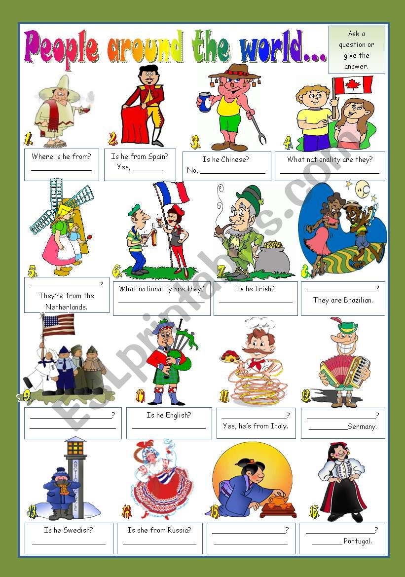 PEOPLE AROUND THE WORLD... - ESL worksheet by mariaolimpia