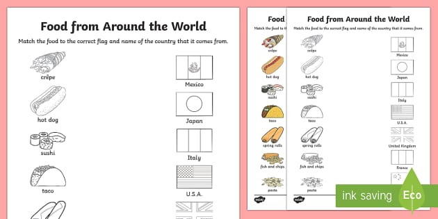 Food From Around the World Worksheet | Primary Resources