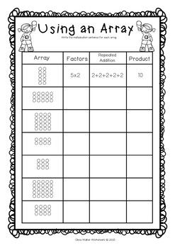 Arrays Worksheets - First Multiplication as Repeated Addition, Worksheets