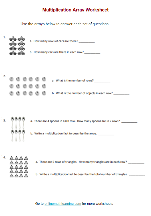 Multiplication Array Worksheets (Printable, Online) - Worksheets Library