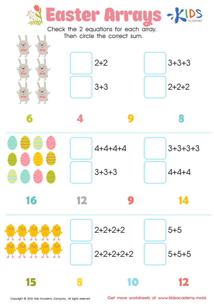 Free PDF Array Worksheets for 2nd Grade
