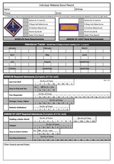arrow of light requirements worksheet