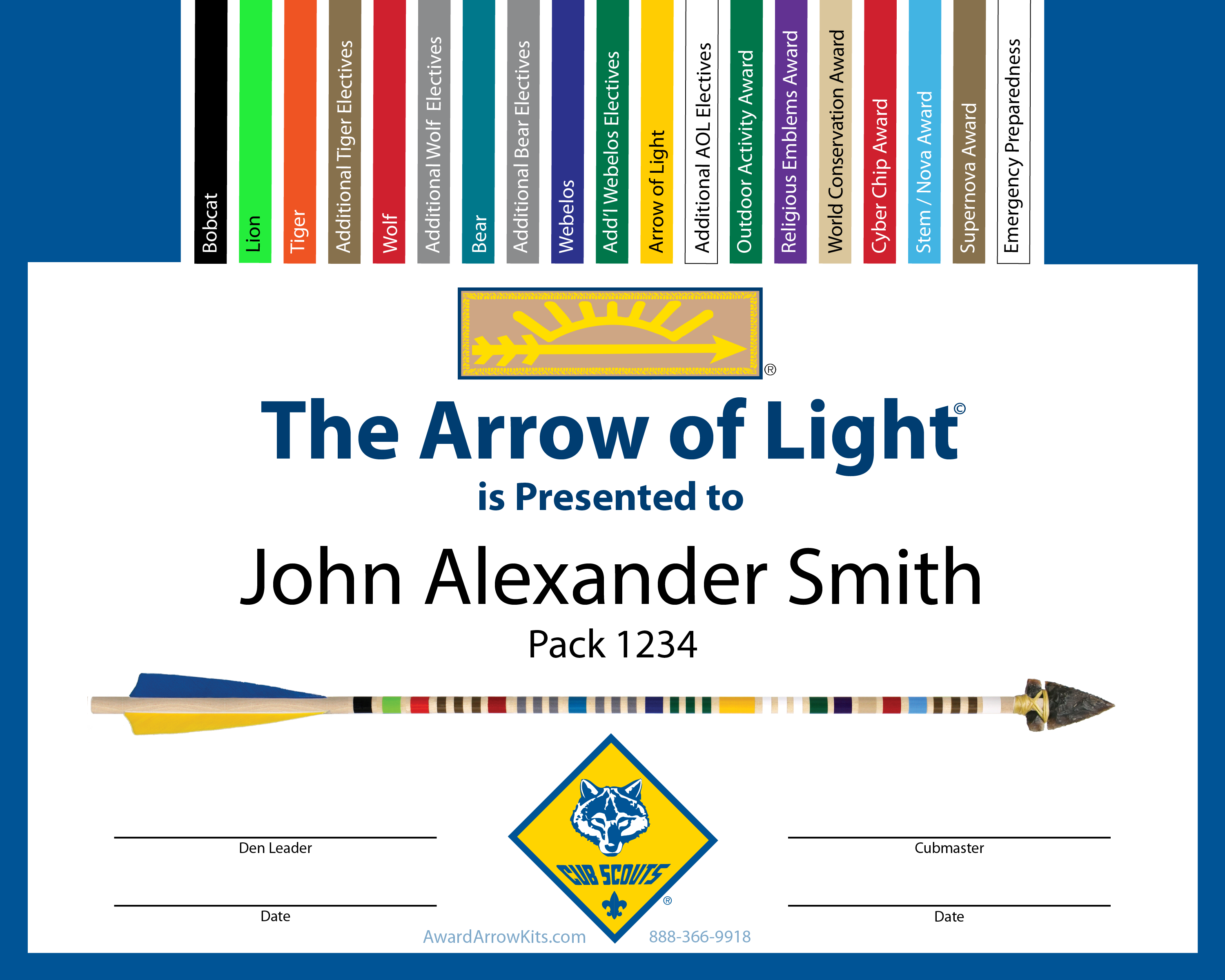 Order Your Complete Arrow of Light Kit Today | Award Arrow Kits