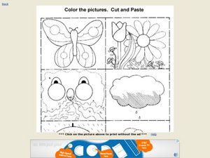 Color, Cut and Paste Worksheet for Pre-K - 1st Grade | Lesson Planet