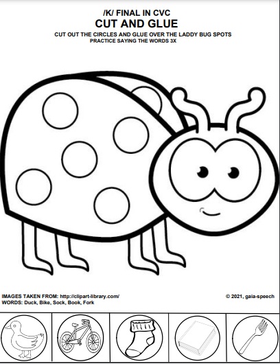 CUT AND GLUE: Word Final (k, t, d, f, m) | Made By Teachers