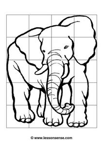 Drawing an Elephant-- Grid System Worksheet for 4th - 5th Grade ...