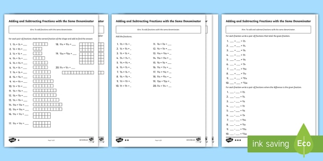 art math adding fractions like denominators