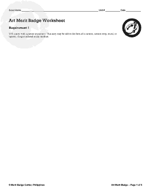 art merit badge worksheet
