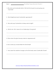 art worksheet 6th grade reading and writing about