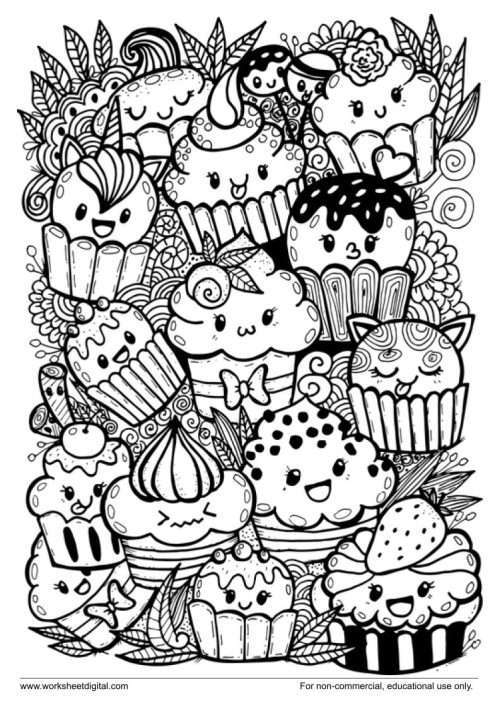 Kawaii Doodle Art - Worksheet Digital