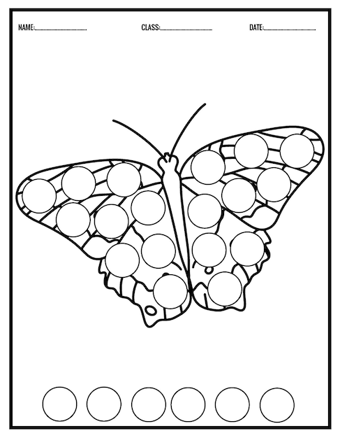 Premium Vector | Cute Butterfly coloring book for children.Dot ...