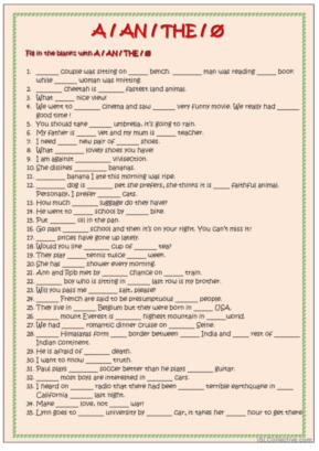 796 Articles English ESL worksheets pdf &  doc