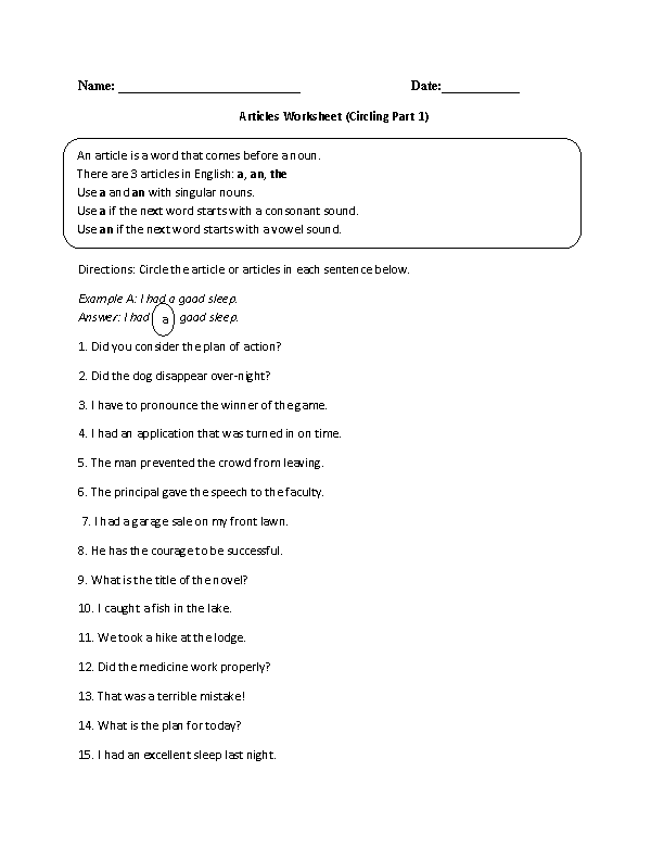 worksheets library | Articles Worksheets