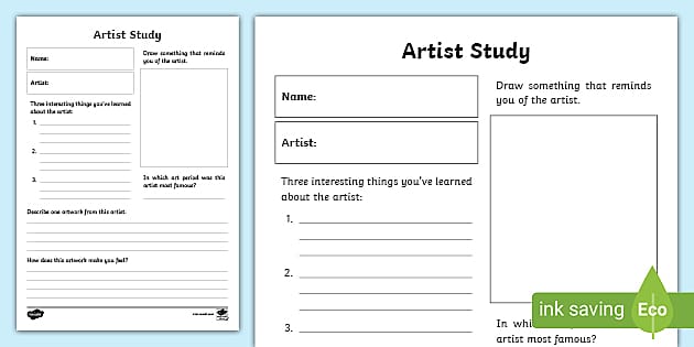 artist research worksheet