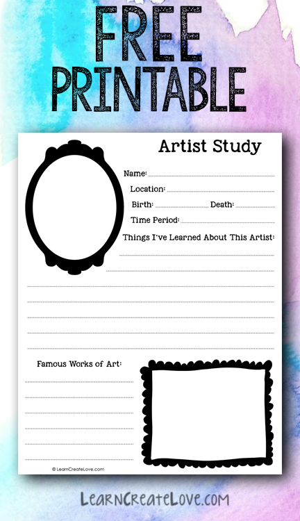 Artist Study - Printable Worksheet