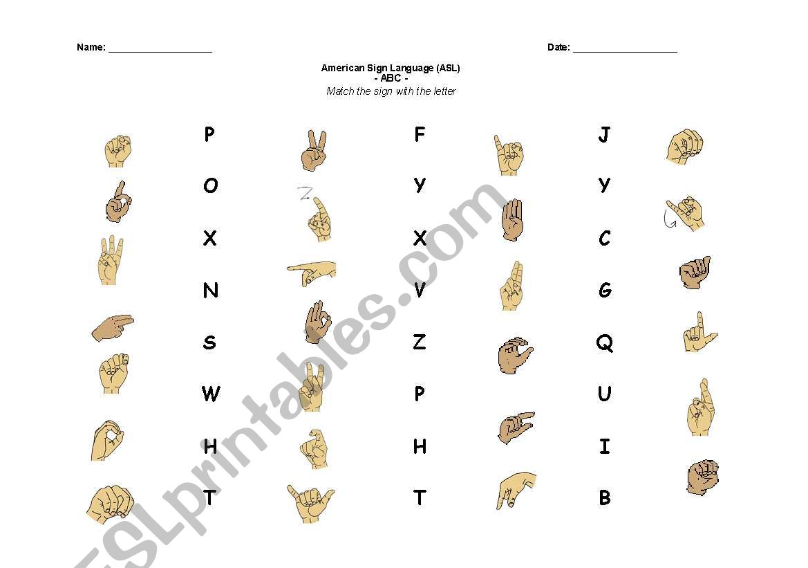 asl alphabet worksheet