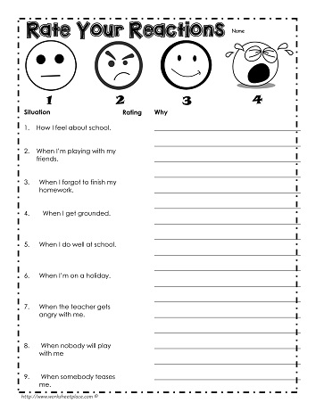 Rate Your Reactions Worksheets