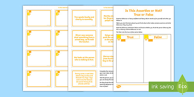 assertive activities worksheet