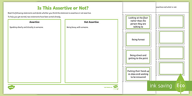 Is This Assertive Behavior or Not? Sorting Activity - Twinkl