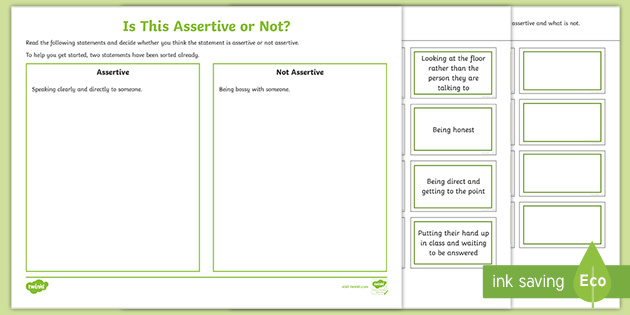 Is This Assertive Behavior or Not? Sorting Activity - Twinkl