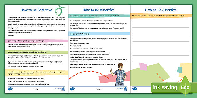 How to Be Assertive Sheet - Assertiveness Training Materials