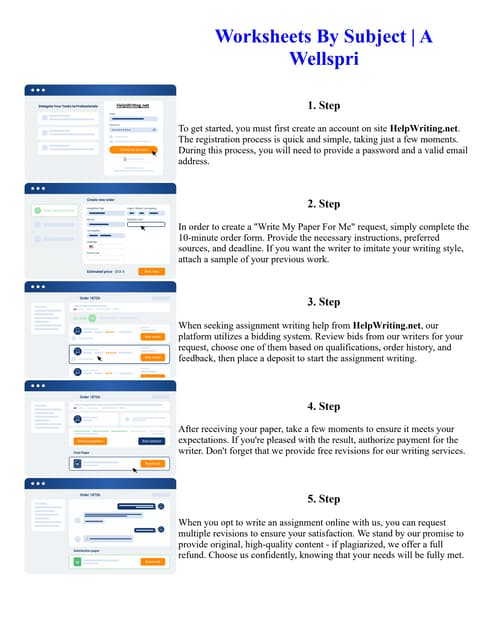 Worksheets By Subject A Wellspri. Online assignment writing ...