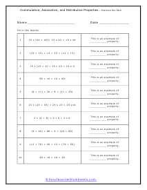 Commutative, Associative, and Distributive Properties Worksheets ...
