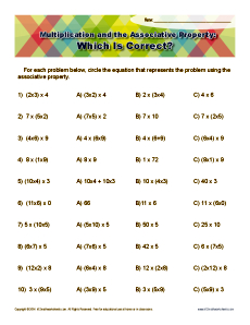 Multiplication and the Associative Property | 3rd Grade Worksheet