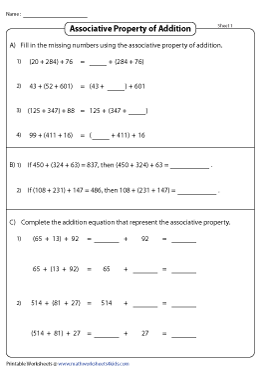 associative property addition worksheet 4th grade