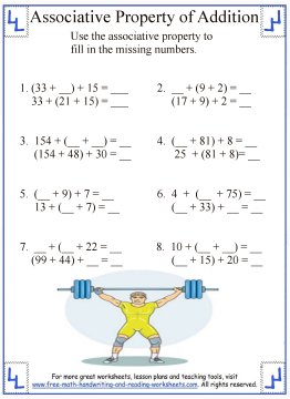 associative property addition worksheet
