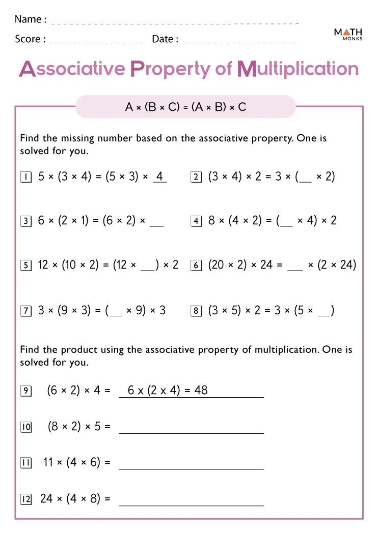 associative property homework