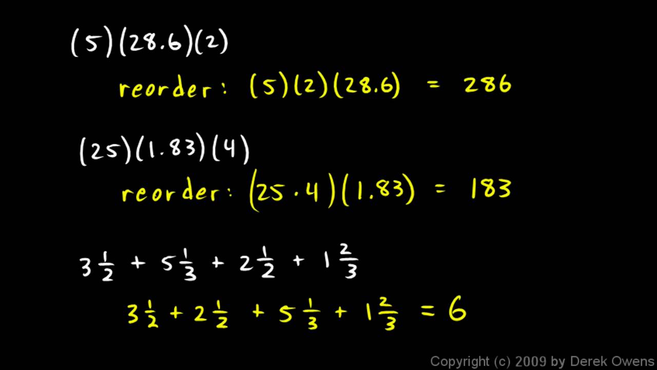 Algebra 1 2.01b - The Associative Property