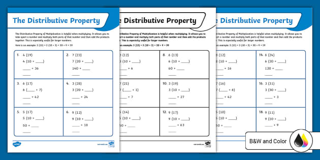 Distributive Property Math Worksheets | Twinkl USA - Twinkl
