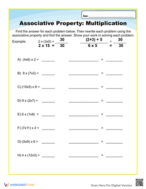 Grade 3 Associative Property of Multiplication Worksheets 2024