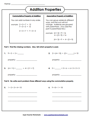 associative property of addition worksheet 3rd grade