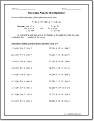 associative property of multiplication 3rd grade worksheet