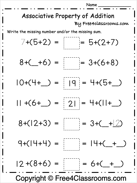 associative property of multiplication worksheet