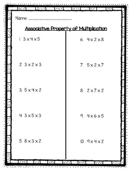 Associative property of multiplication worksheets library